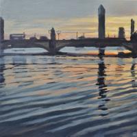 'Tate Modern and Millennium Bridge', Oil on board, 20cm x 20cm