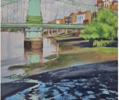 Shadows and Light, Hammersmith', Oil on board, 25cm x 30cm