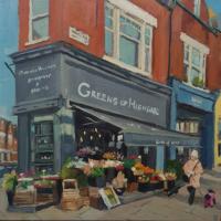 'Greens of Highate', Oil on board, 20cm x 20cm