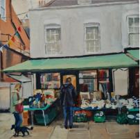 'Antiques and Rare Books', Oil on board, 20cm x 20cm