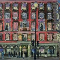'Christmas At Fortnum's' Oil on board 20cm x 20cm