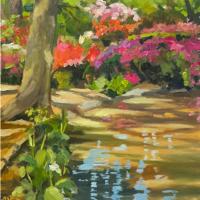 'The Still Pond, Isabella Plantation', Oil on board, 20cm x 20cm, �495
