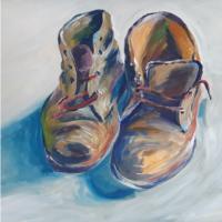Old Boots, Image size  20cm x 20cm, mounted 35cm x 34cm  