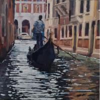 'Towards the Grand Canal', Image size 20cm x 20cm, mounted 35cm x 34cm  