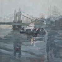 'Fog Over Hammersmith', Image size 20cm x 20cm, mounted 35cm x 34cm  