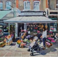 'Flowers in Hampstead', Image size 20cm x 20cm, mounted 35cm x 34cm  