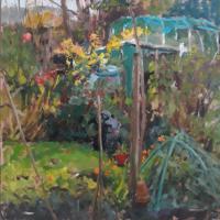 'The Red Pot', Image size 13cm x 13cm, mounted 27.5cm x 27cm  