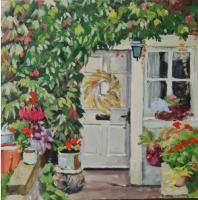 'The Autumn Wreath', Oil on board, Postcard size