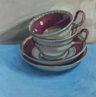 'Tea For Two', Oil on board, 20cm x 20cm, Available from British Contemporary Art - see link on home page