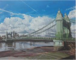 'Dusk, Albert Bridge',  Oil on canvas,  20cm x 36cm