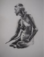 'Life Class Sketch 1' Charcoal 30 x 40
