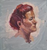 'Portrate of Tanja', Oil on board, 16cm x 16cm